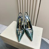 ANGELINA 10 CM SLINGBACK IN GREEN FOREST CROCODILE PATTERN CALFSKIN